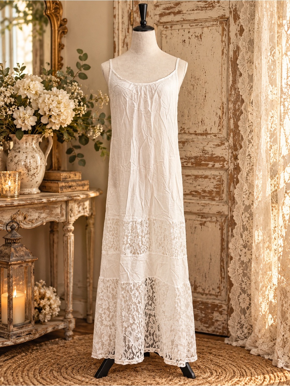 ANSELF • White Lace Maxi Dress Boho Beach Wedding Bridal Coverup - Picture 12 of 12